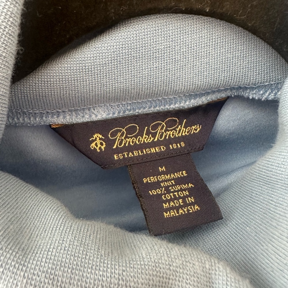 Brooks Brothers Men’s Blue medium 100% performance Pima Cotton Turtleneck - Picture 7 of 7